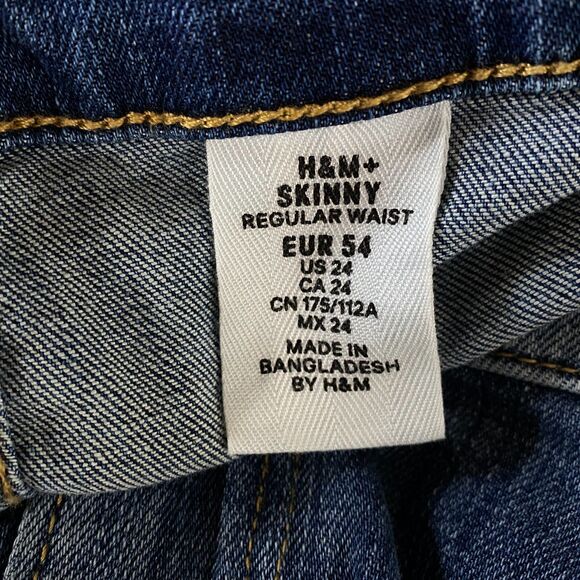 New H&M High Waist Two Tone Skinny Jeans Women's Plus Size 24 - Picture 5 of 8